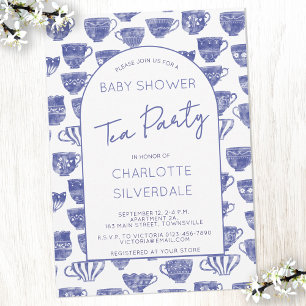 Vintage Teacup Watercolor Tea Party Baby Shower Invitation