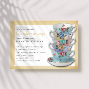 Vintage Teacups Baby Shower Tea Party Invitation