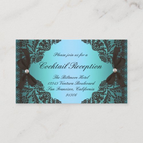 Vintage Teal and Black Lace Response Cards Business Card
