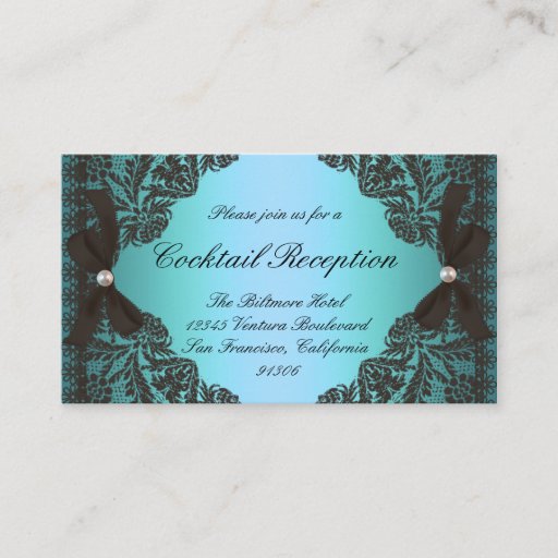 Customizable Vintage Teal and Black Lace Response Cards Business Card