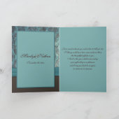 Vintage Teal and Brown Damask Thank You Card (Inside)