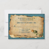 Vintage Teal and Gold Reply Card (Back)