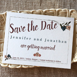 Vintage Teal, Beige Rose Wedding Save the Date Advice Card