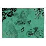 Vintage Teal Bicycle Customized Table Number Cards