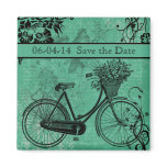 Vintage Teal Bicycle Save the Date Magnet