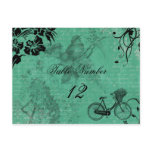 Vintage Teal Bicycle Table Number Postcard