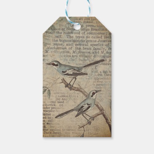 Vintage Teal Bird Dictionary Scrapbook  Gift Tags