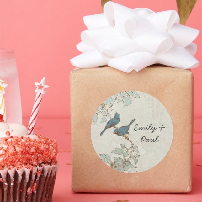 Vintage Teal Bird Wedding Seal (Party)