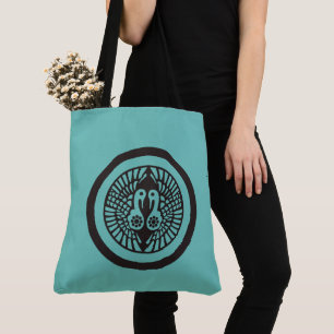 Vintage Teal Black Ikko Ikki Japan Mon Oriental Tote Bag