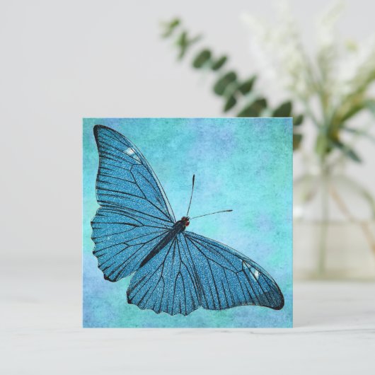 Vintage Teal Blue Butterfly 1800s Illustration (Standing Front)