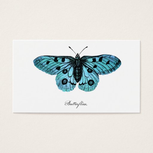 Customizable Vintage Teal Blue Butterfly Illustration - 1800's Business Card Templates