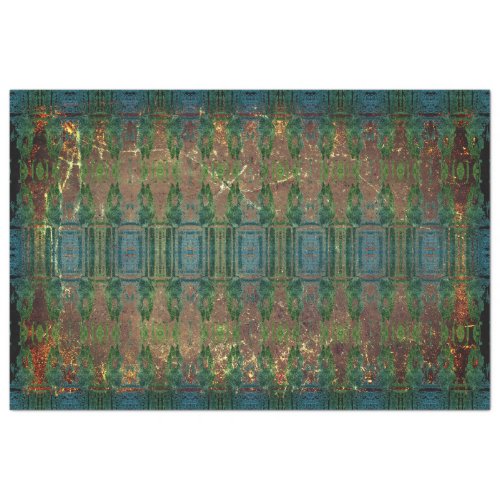 Vintage Teal Blue Green Brown Texture Pattern Tissue Paper