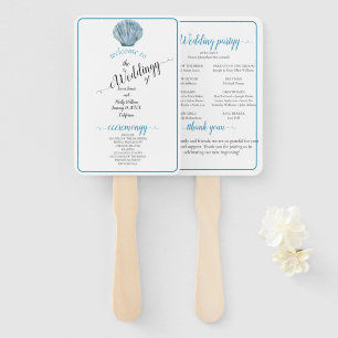 Vintage Teal Blue Single Seashell Wedding Hand Fan