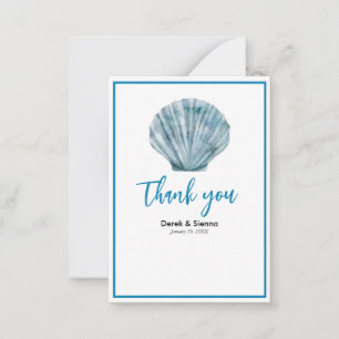 Vintage Teal Blue Single Seashell Wedding Note