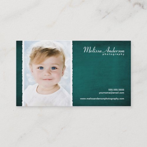 Vintage Teal Blue Studio Portrait Photographer Business Card