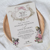 Fairytale Alice in Wonderland Whimsical Wedding Invitation