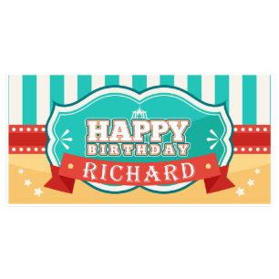 Vintage Teal Circus Birthday Banner Party Decor