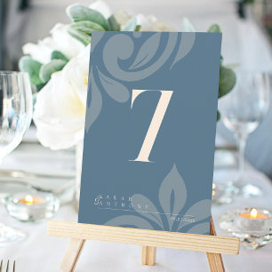 Vintage Teal Elegant Damask Table Number Card