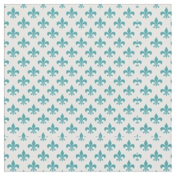 Vintage Teal Fleur De Lis Pattern Fabric by whydesign at Zazzle