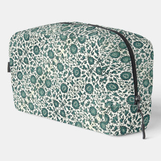 Vintage Teal Floral China Pattern Print Dopp Kit