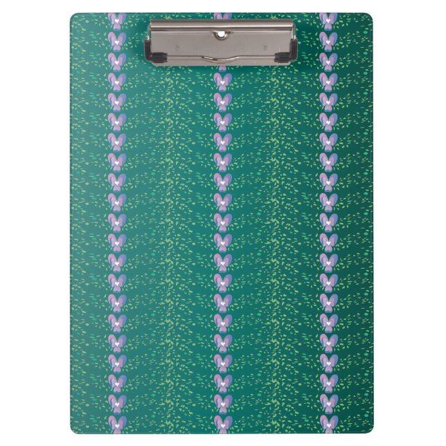 Vintage Teal Floral Violets wallpaper pattern Clipboard (Front)