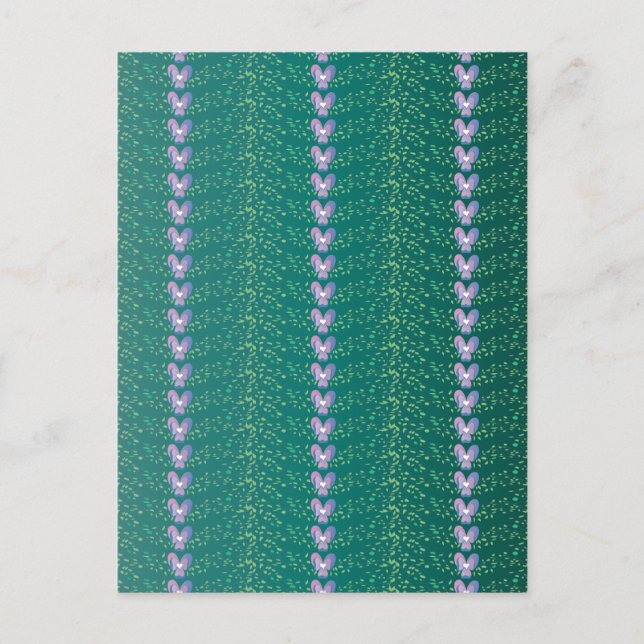 Vintage Teal Floral Violets wallpaper pattern Postcard (Front)