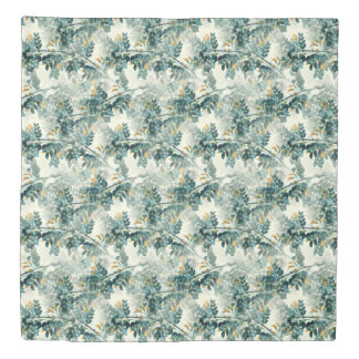 Vintage Teal Foliage Leaves Elegant Chic Design Duvet Cover