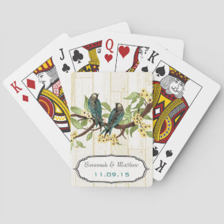 Vintage Teal Love Bird Wedding Gift Playing Card