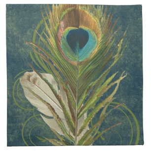 Vintage Teal Peacock Feather Napkin