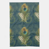 Vintage Teal Peacock Feather Stylish Kitchen Towel (Vertical)