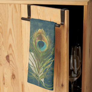 Vintage Teal Peacock Feather Stylish Kitchen Towel