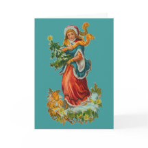 Vintage Teal Ribbon Christmas Card