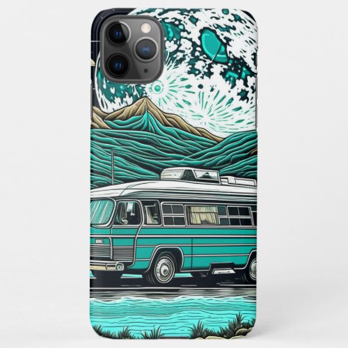 Vintage Teal RV Camper in the Mountains iPhone 11Pro Max Case