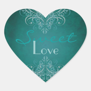 Vintage Teal Scroll Teal Candy Buffet Sticker