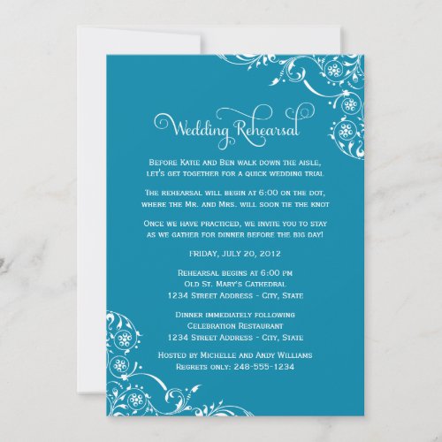 Wedding Rehearsal and Dinner Invitations | Blue