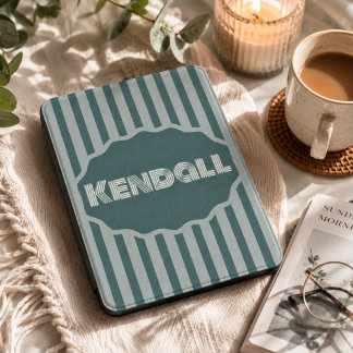 Vintage Teal Stripes Kindle Cover