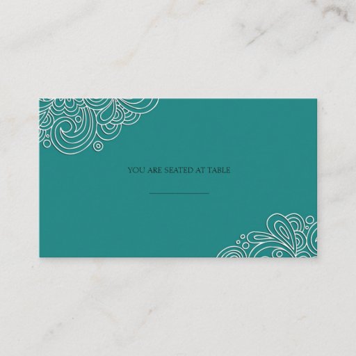 Customizable Vintage Teal Swirl Wedding Placecards Business Card Templates
