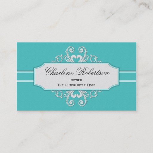 Customizable Vintage Teal White Swirls Business Card Templates