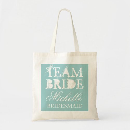 Vintage team bride wedding tote bags  Teal blue