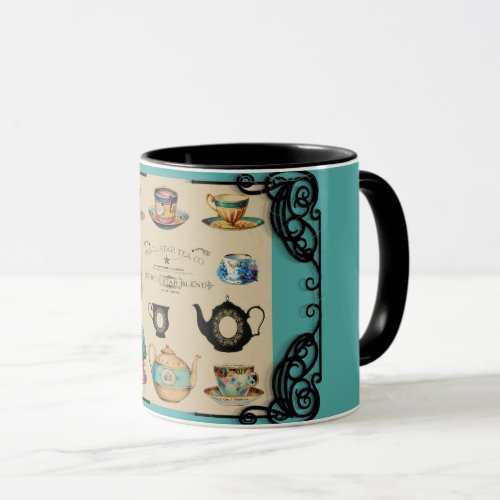 Vintage teapot and teacup mug