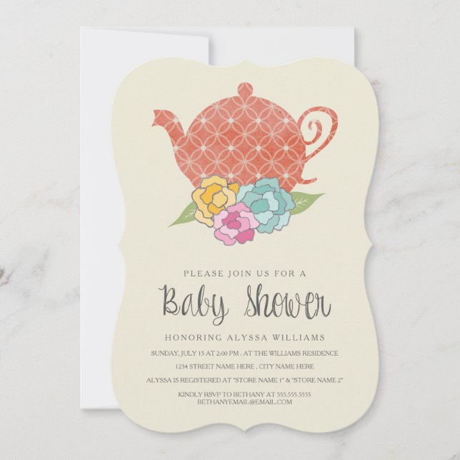 Vintage Teapot Baby Shower Invitation (Front)