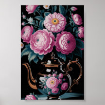 Vintage Teapot & Bloom Wall art