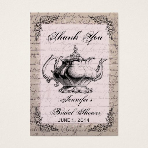 Customizable Vintage Teapot Bridal Shower Favor Tag Card Business Card Template