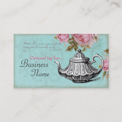 Customizable Vintage Teapot Business Card Template