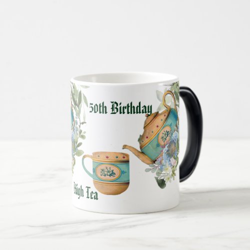 Vintage Teapot Floral Afternoon High Tea Birthday  Magic Mug