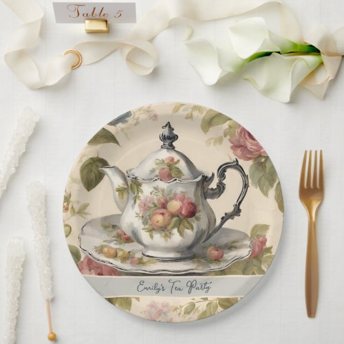 Vintage Teapot  Floral Bridal Shower Tea Party  Paper Plates