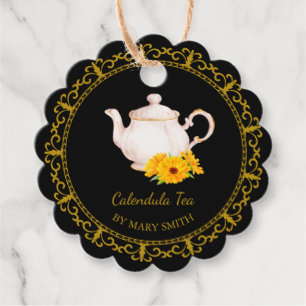 Vintage Teapot Homemade Calendula Tea Hang Tag