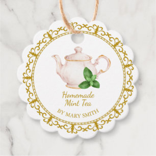 Vintage Teapot Homemade Mint Tea Hang Tag