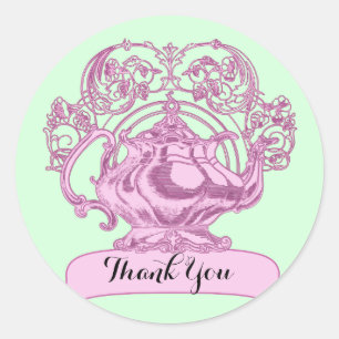 Vintage teapot swirl classic round sticker