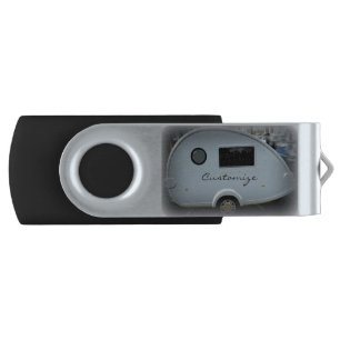 Vintage teardrop trailer caravan Thunder_Cove Flash Drive